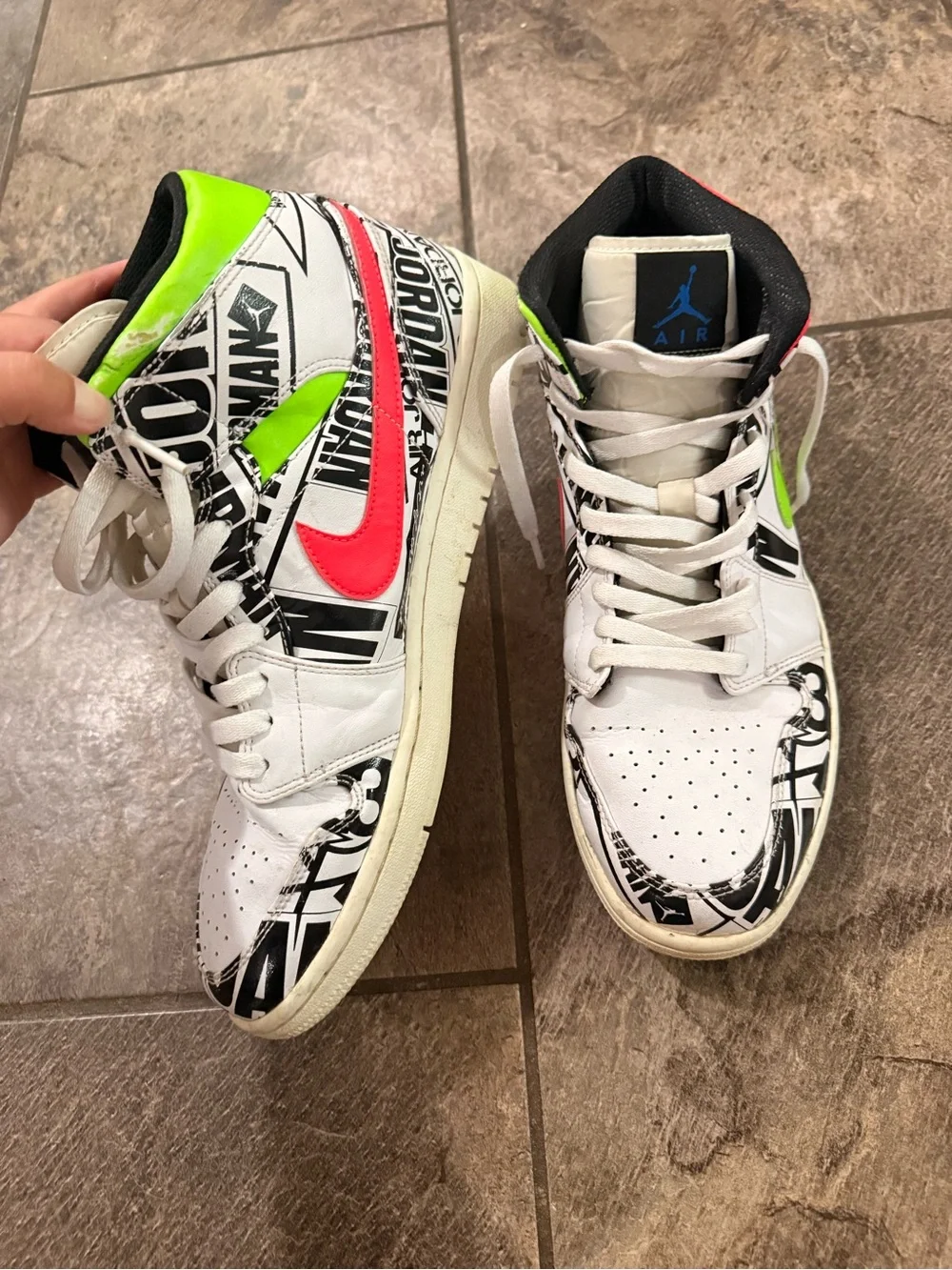 Nike Air Jordan 1 Mid All Over Logos Size 11.5 Rare Shoes